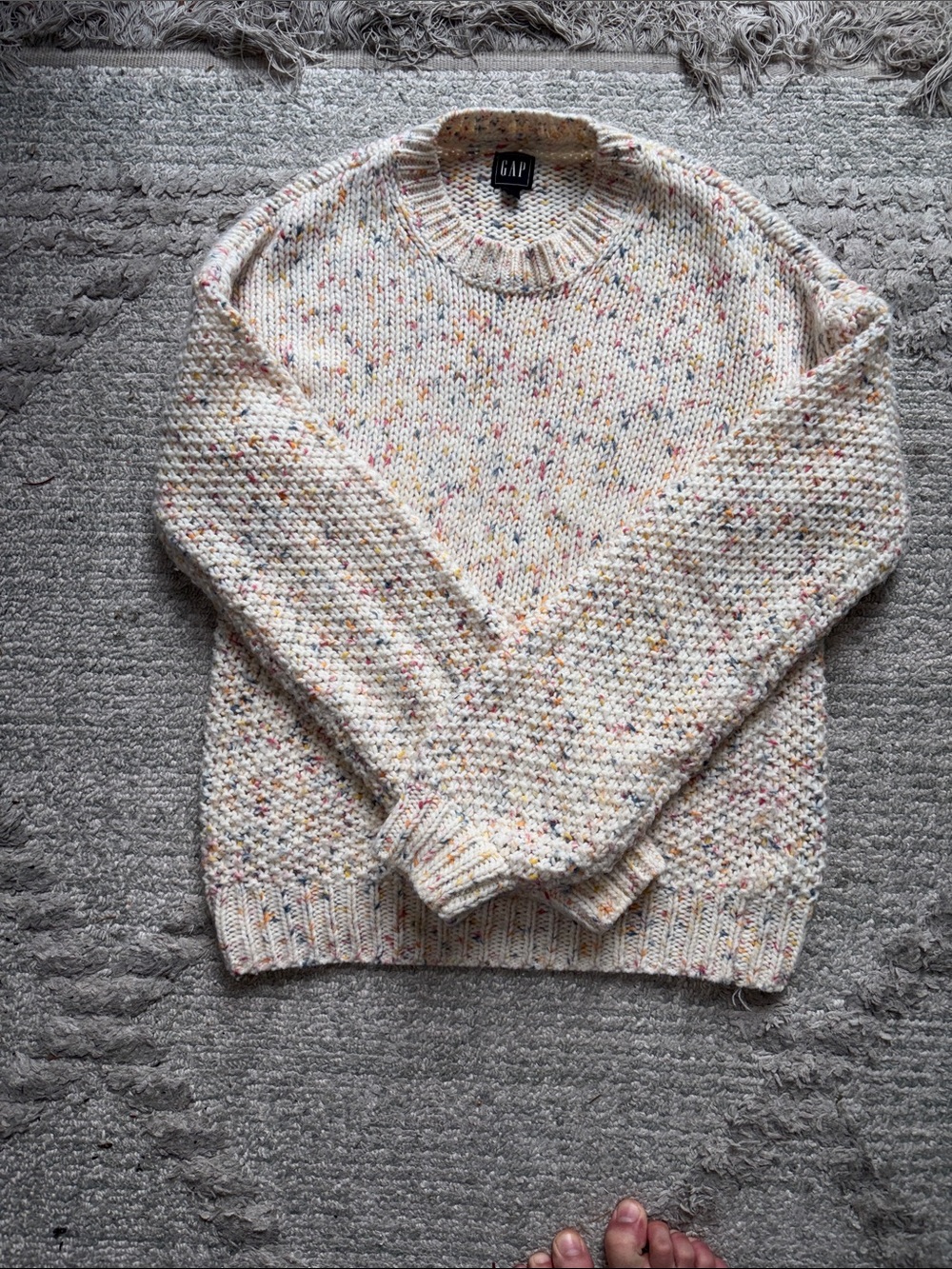 GAP Cream Crewneck Sweater with Multicolor Specks - Picture 2 of 4